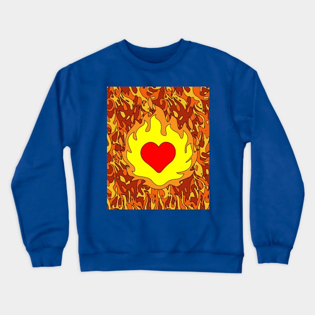 Flames Burning Heart On Fire Crewneck Sweatshirt by flofin